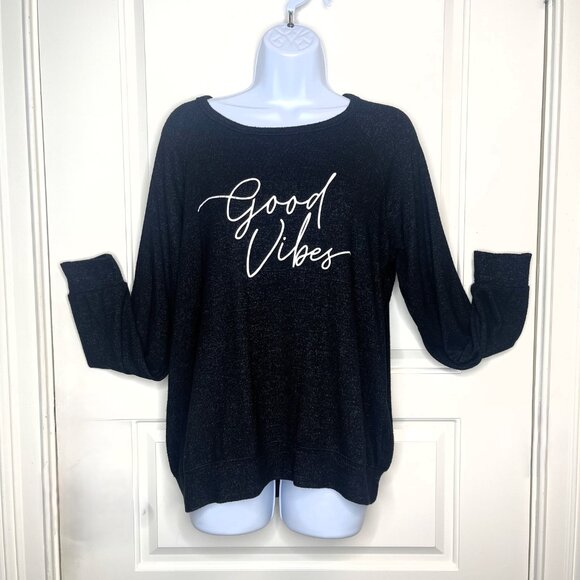 Buffalo David Bitton “Good Vibes” Long Sleeve Top M - Picture 3 of 6